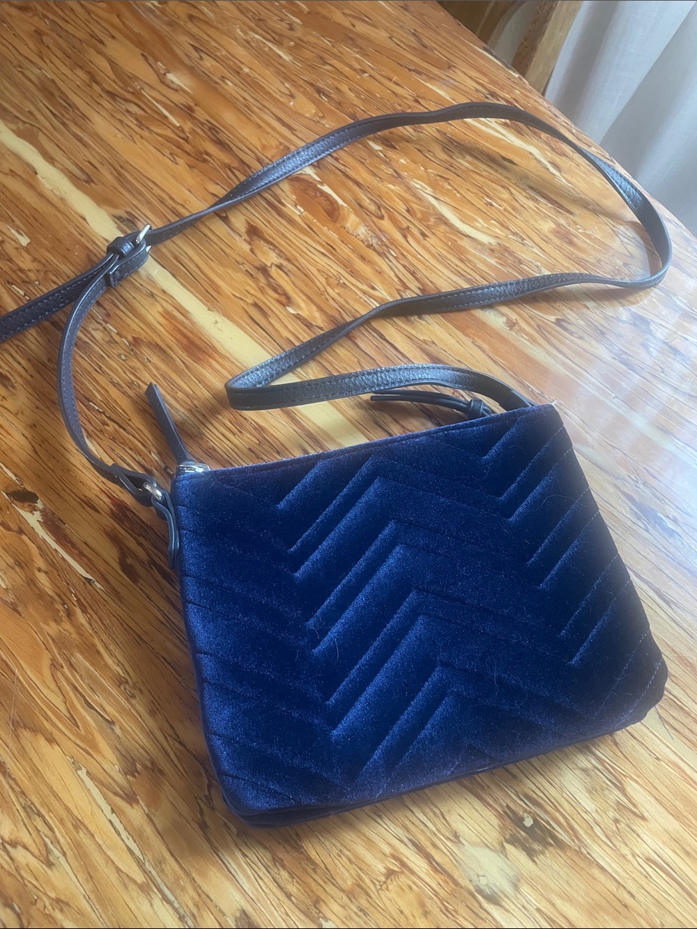 Old Navy  blue  Velvet Chevron Crossbody